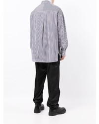 Chemise à manches longues à rayures verticales blanc et bleu marine Juun.J
