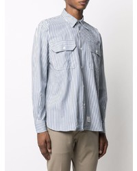 Chemise à manches longues à rayures verticales blanc et bleu marine Department 5