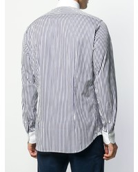 Chemise à manches longues à rayures verticales blanc et bleu marine Tagliatore