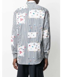 Chemise à manches longues à rayures verticales blanc et bleu marine Etro