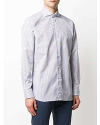 Chemise à manches longues à rayures verticales blanc et bleu marine Xacus