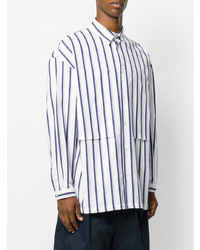 Chemise à manches longues à rayures verticales blanc et bleu marine E. Tautz