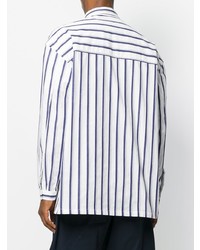 Chemise à manches longues à rayures verticales blanc et bleu marine E. Tautz