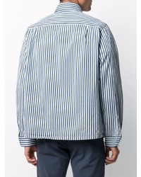 Chemise à manches longues à rayures verticales blanc et bleu marine Xacus