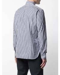Chemise à manches longues à rayures verticales blanc et bleu marine Kiton