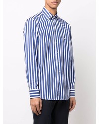 Chemise à manches longues à rayures verticales blanc et bleu marine Etro