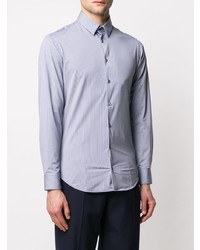 Chemise à manches longues à rayures verticales blanc et bleu marine Giorgio Armani