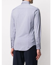 Chemise à manches longues à rayures verticales blanc et bleu marine Giorgio Armani