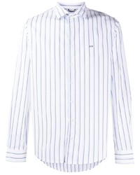 Chemise à manches longues à rayures verticales blanc et bleu marine Sun 68