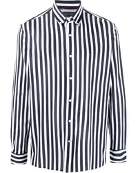 Chemise à manches longues à rayures verticales blanc et bleu marine Tommy Hilfiger