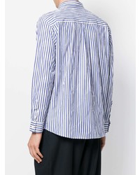 Chemise à manches longues à rayures verticales blanc et bleu Henrik Vibskov
