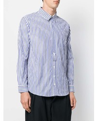Chemise à manches longues à rayures verticales blanc et bleu Henrik Vibskov
