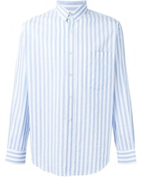 Chemise à manches longues à rayures verticales blanc et bleu AMI Alexandre Mattiussi