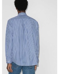 Chemise à manches longues à rayures verticales blanc et bleu JW Anderson