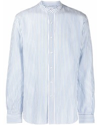Chemise à manches longues à rayures verticales blanc et bleu Aspesi