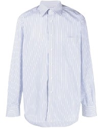 Chemise à manches longues à rayures verticales blanc et bleu Aspesi