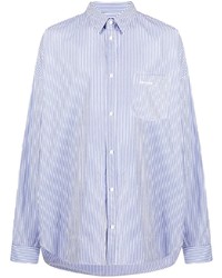 Chemise à manches longues à rayures verticales blanc et bleu Balenciaga