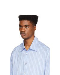 Chemise à manches longues à rayures verticales blanc et bleu Andersson Bell