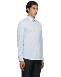 Chemise à manches longues à rayures verticales blanc et bleu Burberry