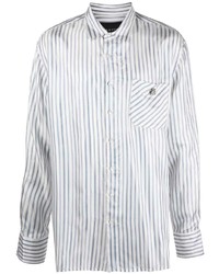 Chemise à manches longues à rayures verticales blanc et bleu Botter