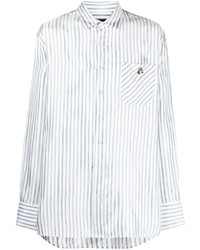 Chemise à manches longues à rayures verticales blanc et bleu Botter