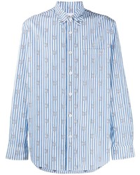 Chemise à manches longues à rayures verticales blanc et bleu Burberry