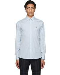 Chemise à manches longues à rayures verticales blanc et bleu Burberry