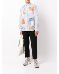 Chemise à manches longues à rayures verticales blanc et bleu Junya Watanabe MAN