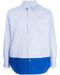 Chemise à manches longues à rayures verticales blanc et bleu Comme des Garcons Homme