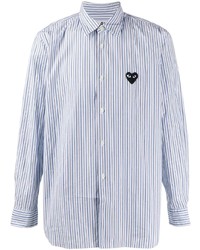 Chemise à manches longues à rayures verticales blanc et bleu Comme Des Garcons Play
