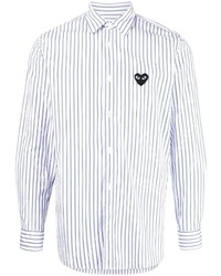 Chemise à manches longues à rayures verticales blanc et bleu Comme Des Garcons Play