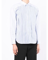 Chemise à manches longues à rayures verticales blanc et bleu Comme des Garcons Homme Deux