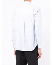 Chemise à manches longues à rayures verticales blanc et bleu Comme des Garcons Homme Deux