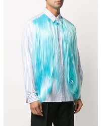 Chemise à manches longues à rayures verticales blanc et bleu Comme Des Garcons Homme Plus