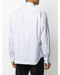 Chemise à manches longues à rayures verticales blanc et bleu Comme Des Garcons Homme Plus