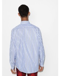 Chemise à manches longues à rayures verticales blanc et bleu Comme Des Garcons Homme Plus