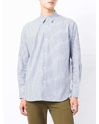 Chemise à manches longues à rayures verticales blanc et bleu Comme des Garcons Homme