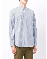 Chemise à manches longues à rayures verticales blanc et bleu Comme des Garcons Homme