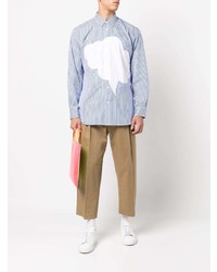 Chemise à manches longues à rayures verticales blanc et bleu Comme Des Garcons SHIRT