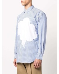 Chemise à manches longues à rayures verticales blanc et bleu Comme Des Garcons SHIRT