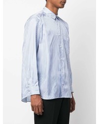 Chemise à manches longues à rayures verticales blanc et bleu Comme Des Garcons SHIRT