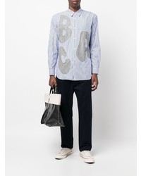 Chemise à manches longues à rayures verticales blanc et bleu Comme Des Garcons SHIRT