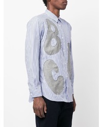 Chemise à manches longues à rayures verticales blanc et bleu Comme Des Garcons SHIRT