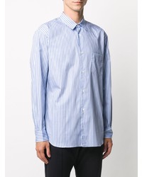 Chemise à manches longues à rayures verticales blanc et bleu Comme Des Garcons SHIRT