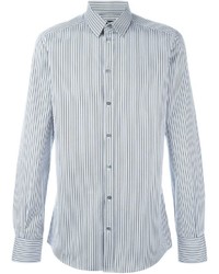 Chemise à manches longues à rayures verticales blanc et bleu Dolce & Gabbana
