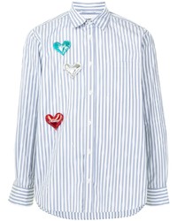 Chemise à manches longues à rayures verticales blanc et bleu Doublet