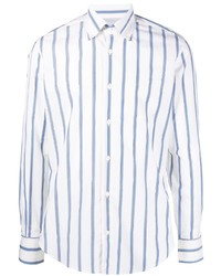 Chemise à manches longues à rayures verticales blanc et bleu Eleventy