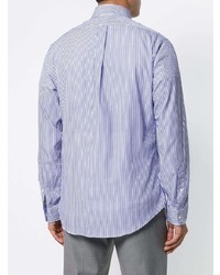 Chemise à manches longues à rayures verticales blanc et bleu Ralph Lauren