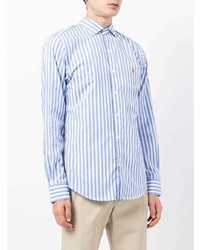 Chemise à manches longues à rayures verticales blanc et bleu Polo Ralph Lauren