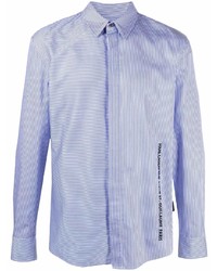 Chemise à manches longues à rayures verticales blanc et bleu Karl Lagerfeld
